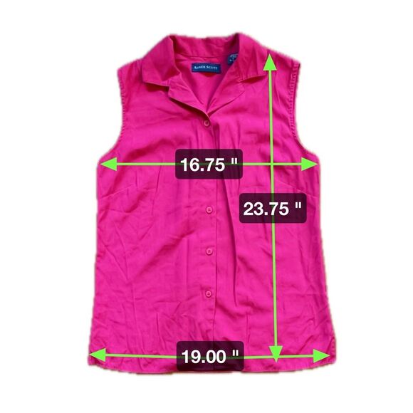 Karen Scott Hot Pink Magenta Sleeveless Botton Down Collared Shirt Womens Size S - Picture 4 of 4